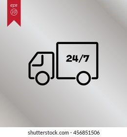 Web line icon. Hour shipping