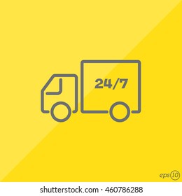 Web line icon. Hour shipping