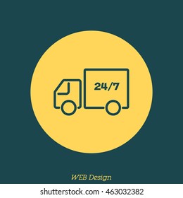 Web line icon. Hour shipping