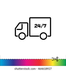 Web line icon. Hour shipping