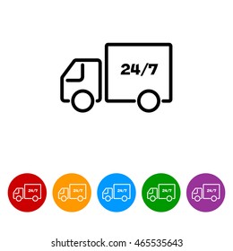 Web line icon. Hour shipping