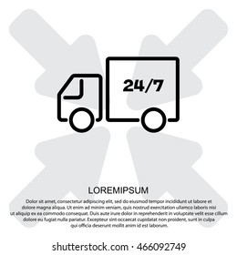 Web line icon. Hour shipping