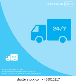 Web line icon. Hour shipping