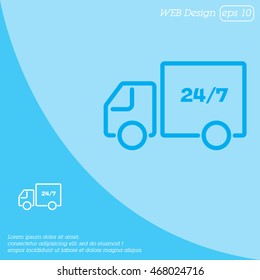 Web line icon. Hour shipping