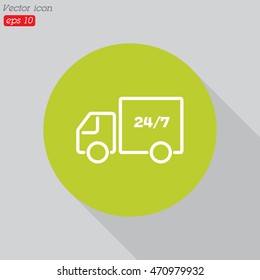 Web line icon. Hour shipping