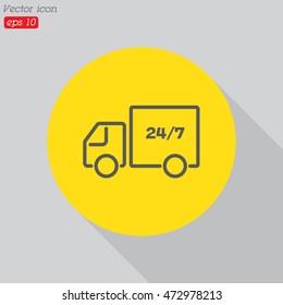 Web line icon. Hour shipping