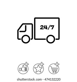Web line icon. Hour shipping