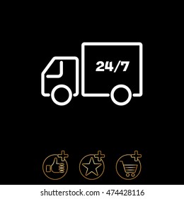 Web line icon. Hour shipping