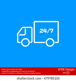 Web line icon. Hour shipping