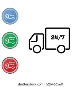 Web line icon. Hour shipping