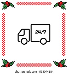 Web line icon. Hour shipping