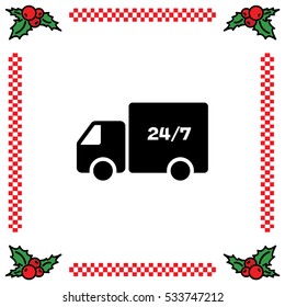 Web line icon. Hour shipping