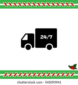 Web line icon. Hour shipping
