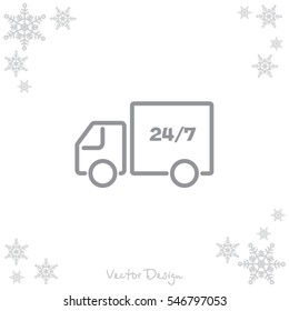 Web line icon. Hour shipping
