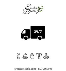 Web line icon. Hour shipping