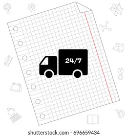 Web line icon. Hour shipping