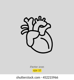 Web line icon. Human heart