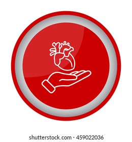 Web line icon. Human heart in hand