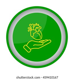 Web line icon. Human heart in hand