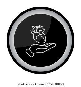 Web line icon. Human heart in hand