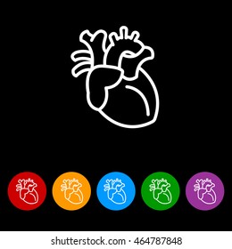 Web line icon. Human heart