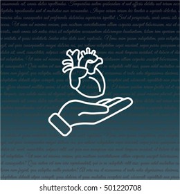 Web line icon. Human heart in hand
