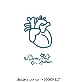 Web line icon. Human heart
