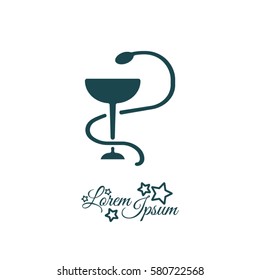 Web line icon. Hygeia bowl, Hippocratic cup, Hospital symbol