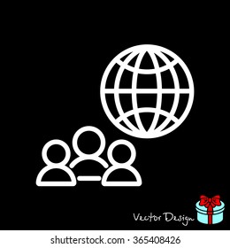 Web line icon. International Business, Group of people and globe