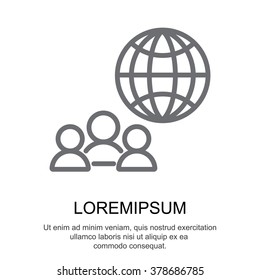 Web line icon. International Business, Group of people and globe