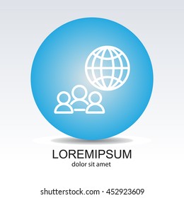 Web line icon. International Business, Group of people and globe