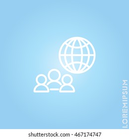 Web line icon. International Business, Group of people and globe