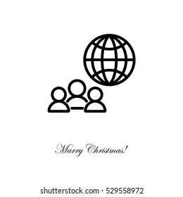 Web line icon. International Business, Group of people and globe