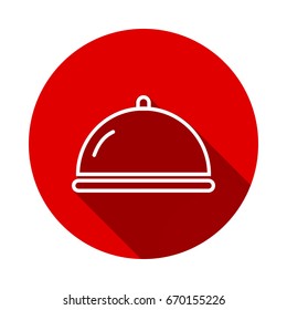 Web line icon isolated on red background with long shadow. flat icon