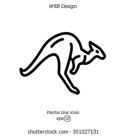 Web line icon. Kangaroo; wild animals