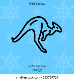 Web line icon. Kangaroo; wild animals