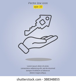 Web line icon. Key in hand