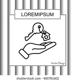 Web line icon. Key in hand, key from the house