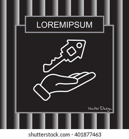 Web line icon. Key in hand