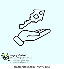 Web line icon. Key in hand