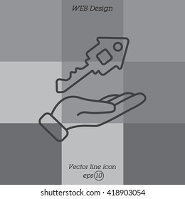 Web line icon. Key in hand