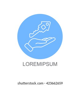 Web line icon. Key in hand