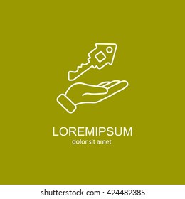 Web line icon. Key in hand