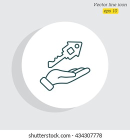 Web line icon. Key in hand