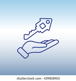 Web line icon. Key in hand