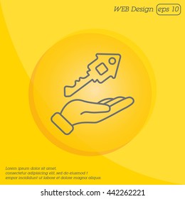 Web line icon. Key in hand