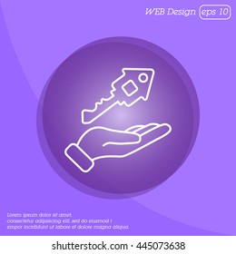 Web line icon. Key in hand