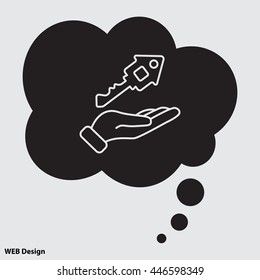 Web line icon. Key in hand