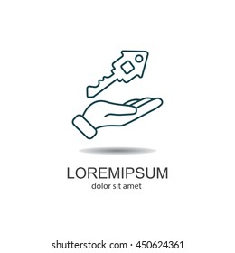 Web line icon. Key in hand
