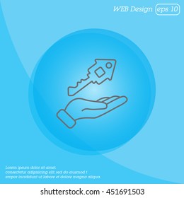 Web line icon. Key in hand
